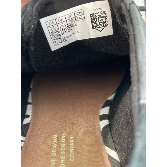 Toms Ainsley Lace Up Oxford Shoes Size 7.5 Black Leather Comfort Career Office - Picture 5 of 8